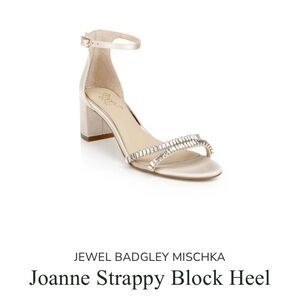 Jewel BADGLEY MISCHKA Joanne Ankle Strappy Block Low Heel Satin Open Toe